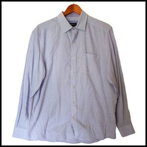 Johnston & Murphy Shirt 100% Cotton Long Sleeve Shirt  Purple Dot Mens‎ L Large